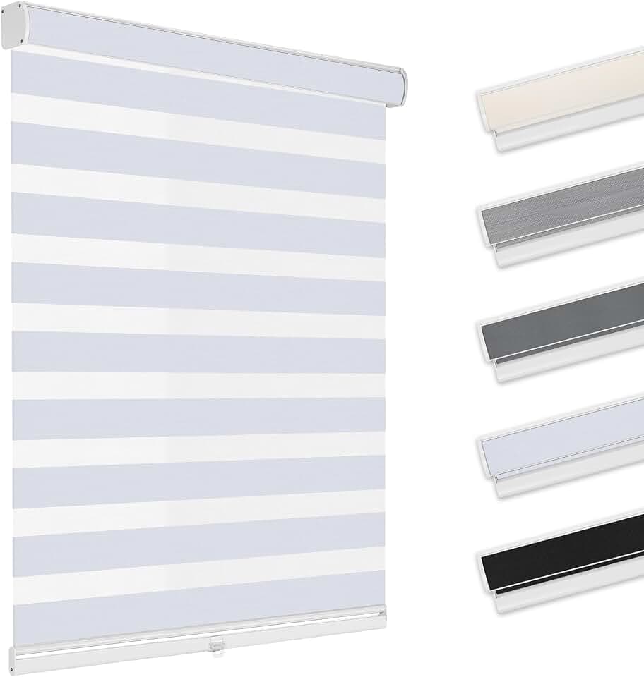 Allesin zen Cordless Zebra Blinds 30" W x 72" H White, Dual Layer Day and Night Shades, Room Darkening Blackout & UV Protection, Child & Pet Safe, Easy Install, Home Office Window Treatment