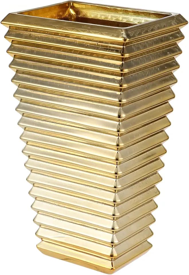 Crystal Glass Vase, Large Crystal Vases for Flowers, Large Flower Vase, Gold Modern Vases for Living Room, Bedroom, Kitchen, Dining Table, Mantle, Wedding, 11 Inches