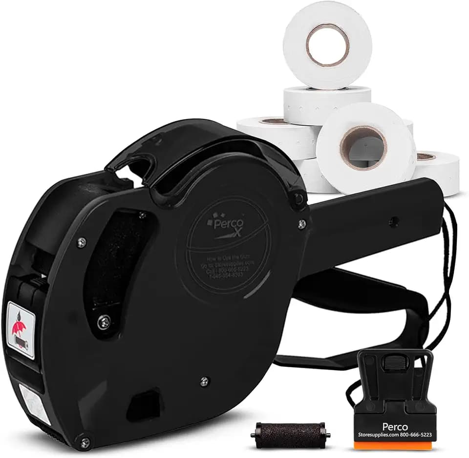 Perco X 1 Line Price Gun Kit - 1 Line Label Gun with 9000 White Blank Labels, and an Extra Inker