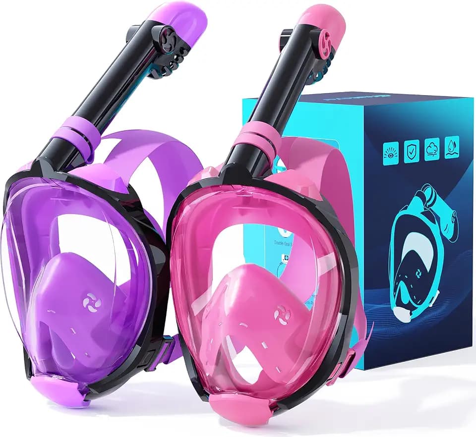 Greatever G2 Snorkeling Gear for Adults 2PCS Full Face Snorkel Mask