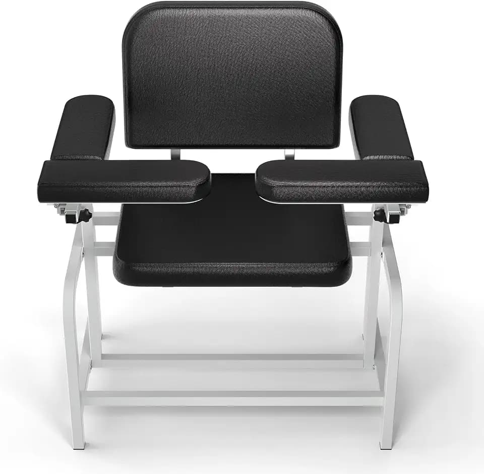 POCHAR Steel Extra Large Padded Phlebotomy Chair with Adjustable Armrest