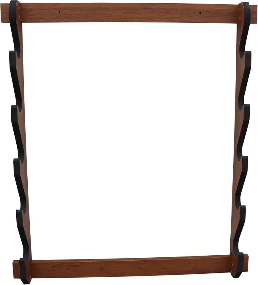 Rush Creek Creations Indoor Wood Wall Gun Rack for up to 5 Rifles or Shotguns, 5-Gun Wall-Mount Long Gun Display Rack with EVA Padded Grooves and Mounting Hardware, Dark Walnut