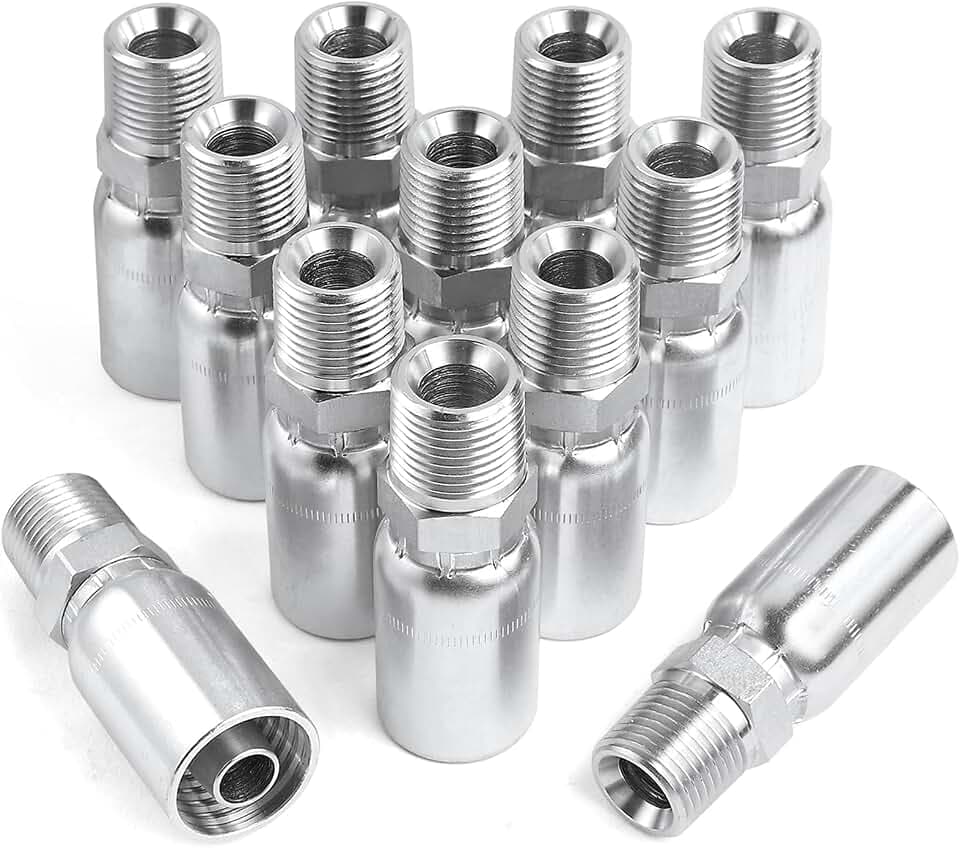12Pack Hydraulic Hose Fittings-1/2" I.D. Hose x 1/2" NPTF Male Pipe Thread