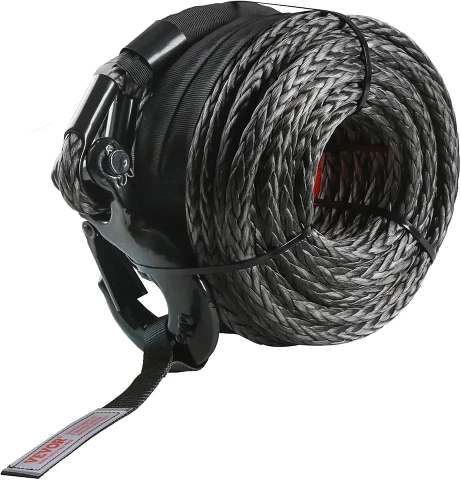 VEVOR Kunststoffseil 9,5 mm x 25,9 m Seilwinde Synthetikseil aus 12 Strängen hochmolekularer Polyethylenfasern Windenseil Powerline ideal zum Ziehen von ATVs UTVs Autos SUVs und großen Offroadern