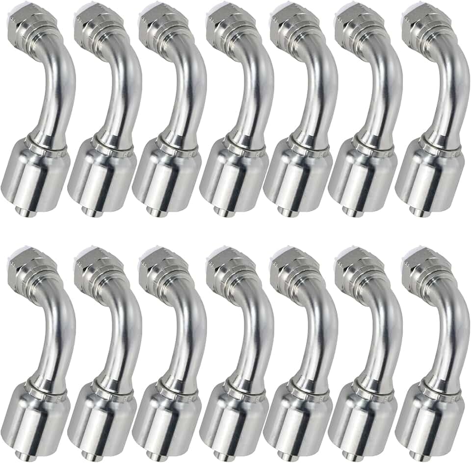 14 PCS Hydraulic Fittings 1/4" Hose x 1/4" JIC 37° Female 90° Elbow | Single Wire Braid Hydraulic Hose Repair Kit for Agriculture, Construction & Industrial Equipment