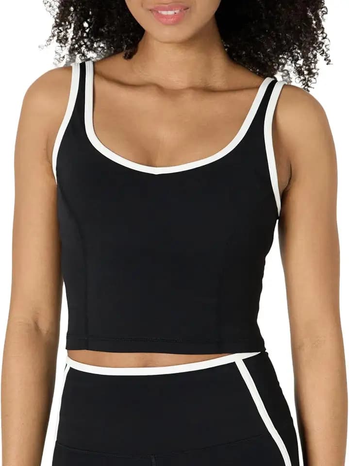 Amazon Essentials Women's Active FormFlex Buttery Soft Light Support Crop Tank with Bra, Removable Cups
