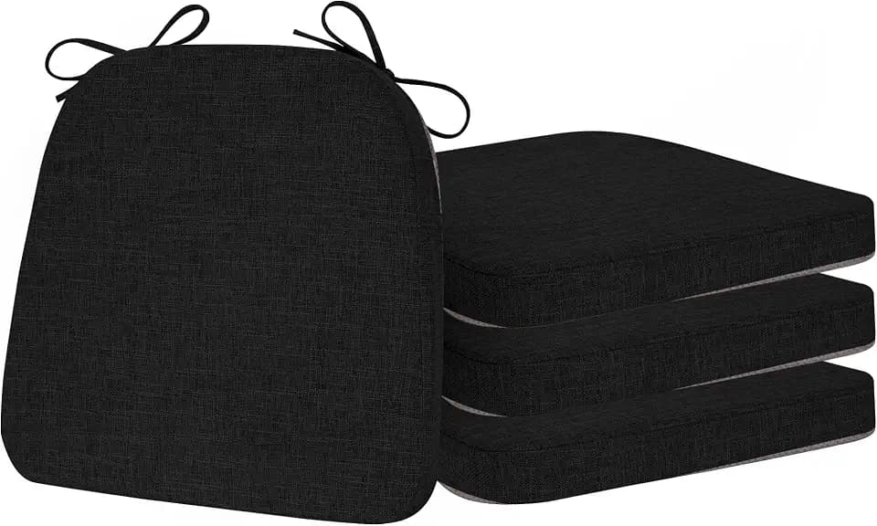 ELFJOY Non-Slip Chair Cushions for Dining Chairs Black 16.7"x16"