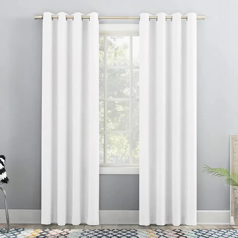 Sun Zero Nolita 2-Pack Solid Total Blackout Grommet Curtain Panel Pair, 54" x 63", White