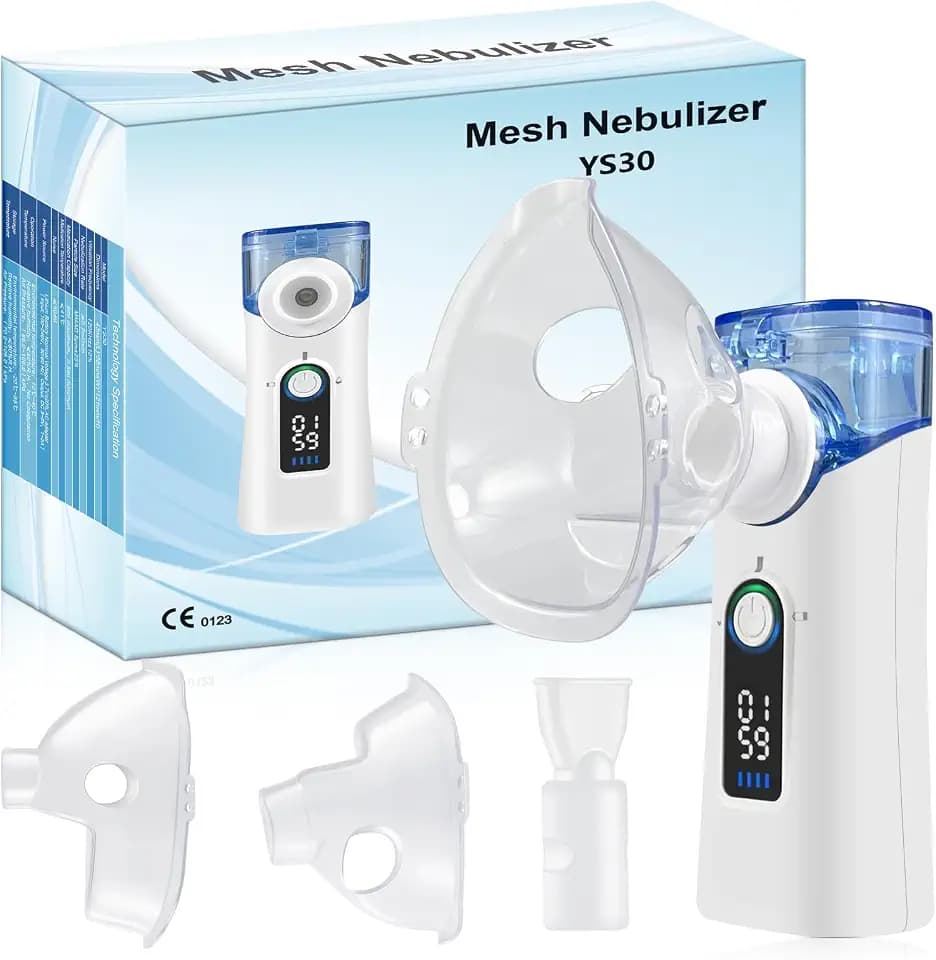 Inhalationsgerät Tragbar, Leises Inhaliergerät für Erwachsene und Kinder, Mesh Nebulizer mit Einstellbarem Sprühnebel, USB Wiederaufladbarer Tragbarer Inhalator für Zuhause und Reisen(Blau)