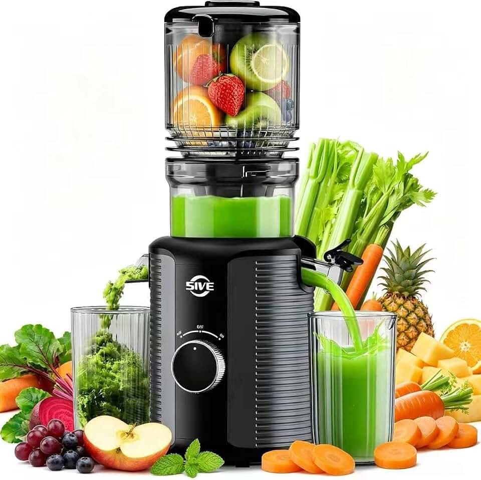 5ive Cold Press Juicer, 5.1" Juicer Press with 41oz Capacity for Fruits Veg