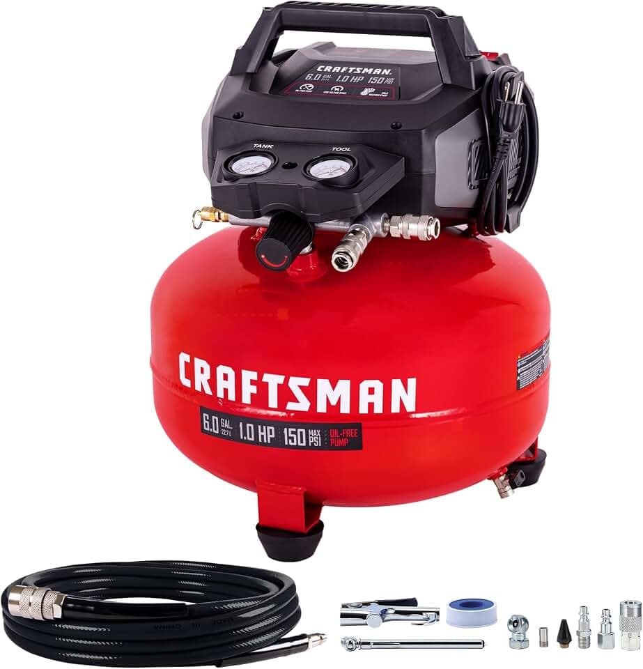 CRAFTSMAN 6-Gal 150 PSI Oil-Free Pancake Air Compressor with 10-Piece Kit