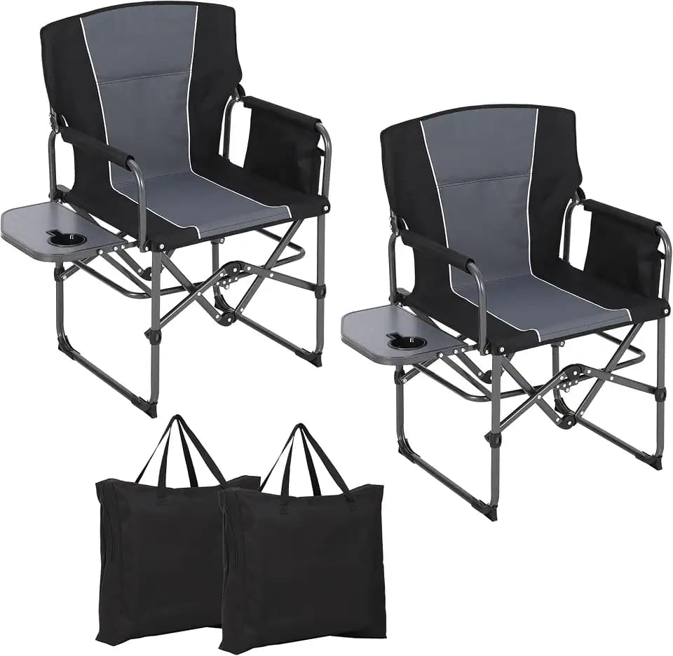 GarveeLife Oversized Directors Camping Chair Support 330 lbs, 2 PCS Black