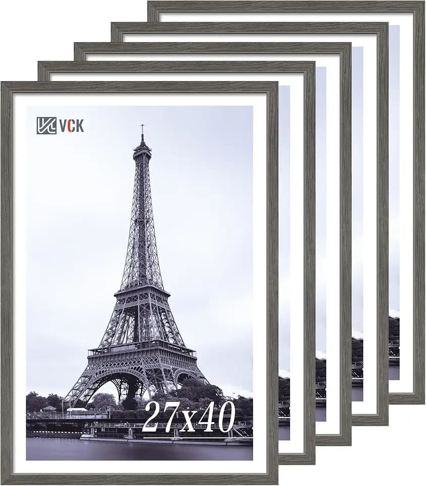 VCK 27x40 inch Poster Frame 5 Pack, High-End Gray Wood, for Poster Artwork