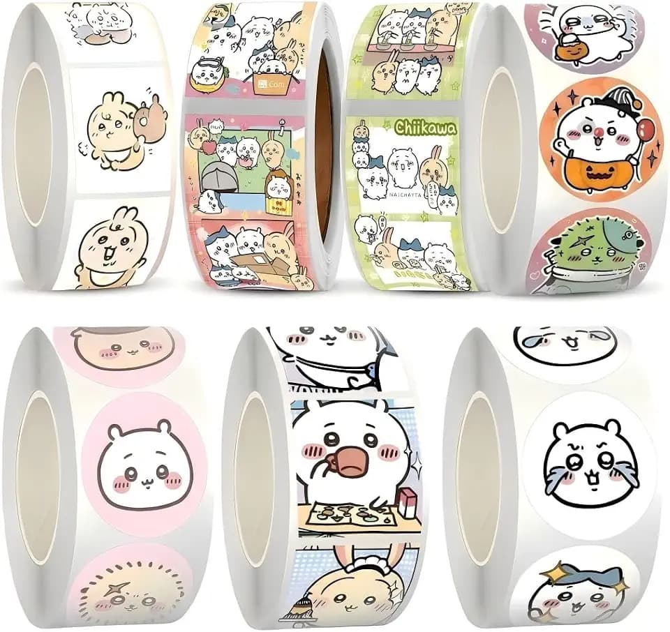 3000PCS Cute Cartoon Roll Sealing Stickers Set, 7 Rolls Adhesive Labels for Envelope Sealing, Scrapbooking, DIY Decoration