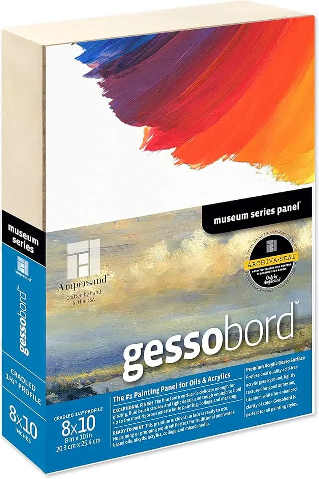 Ampersand Gessobord for Acrylic, Oil and Mixed Media, 1/8 Inch Depth, 8X10 Inch (GBS08)