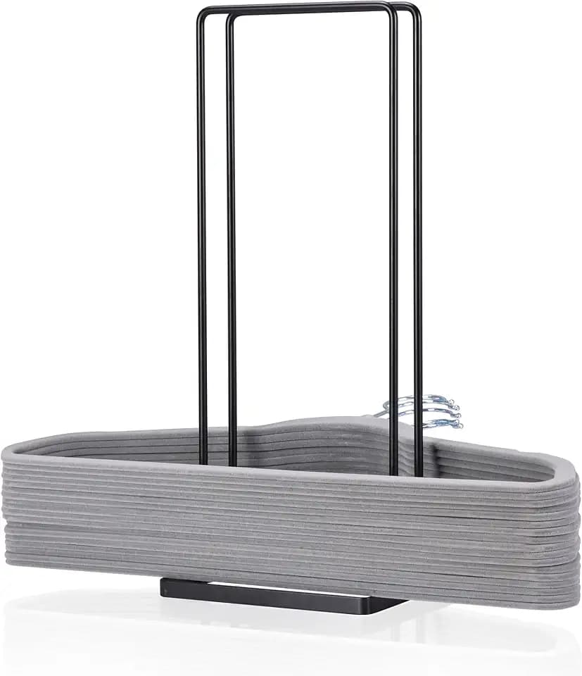 EASTTOWEST Hanger Organizer Stacker for Closet Laundry Room,Holds up 110 Wire Hanger,Black Carbon Steel Clothes Hanger Storage Rack Holder for Adult or Child