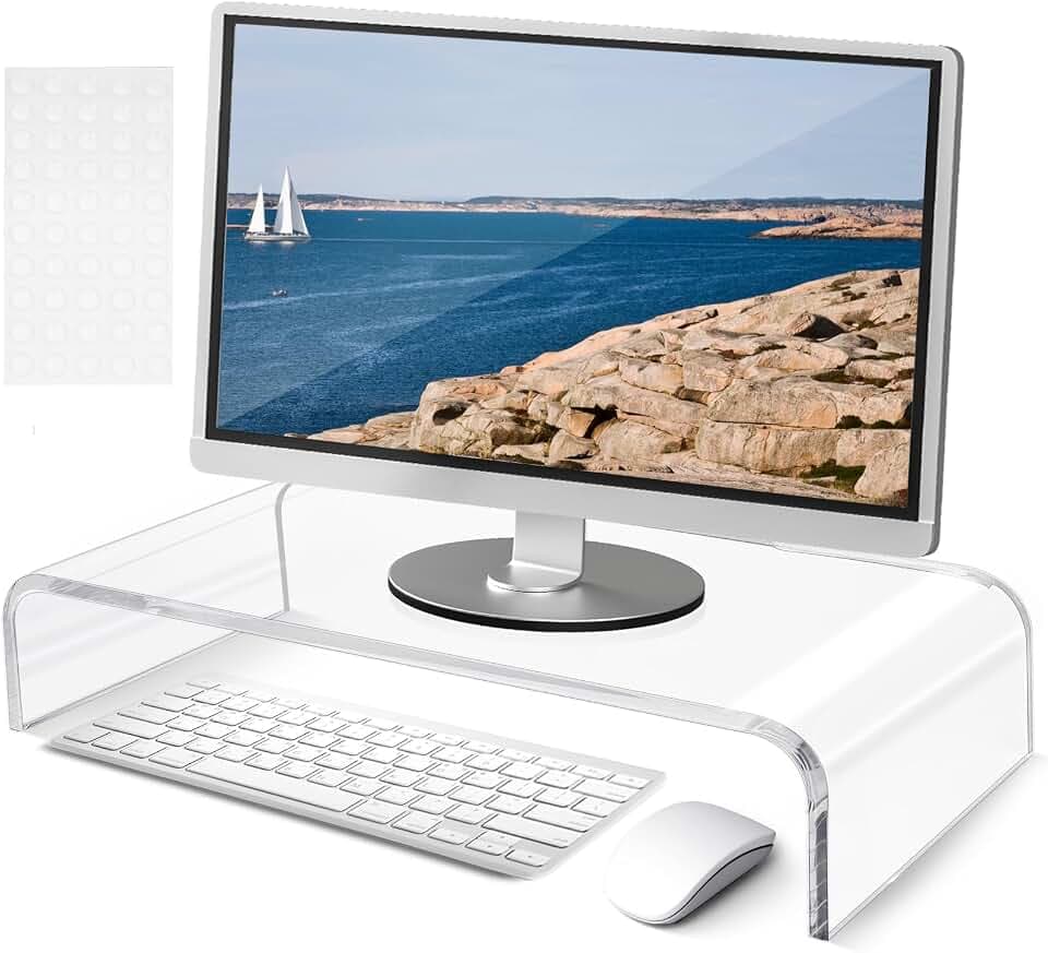 SWAWIS Monitorerhöhung Acryl Monitor Erhöhung 50x20x10cm Dicke 10mm | Monitor Stand Monitor Ständer Bildschirmerhöhung Monitorständer für Laptop Bildschirme Computer