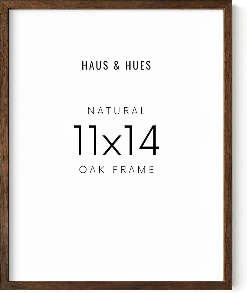 HAUS AND HUES Walnut Oak 11x14 Wood Picture Frame - Modern & Natural Wall Decor for Bedroom, Living Room, Office Poster Display - Walnut Wood Poster Frames for Wall Art