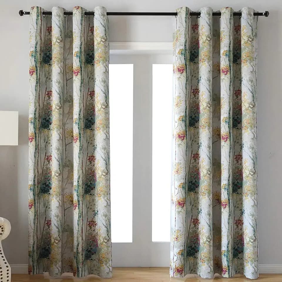 Kotile Romantic Forest Draft Blocking Draperies 2 Panels Grommet Top Curtain with Fabric Digital Printing, Three Pass Microfiber Room Darking Curtains for Living Room/Bedoom, W52 x L84 Inches, Green