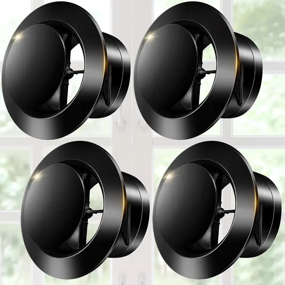 Baquler 4 Pcs 4 Inch Soffit Vent, Adjustable Round Air Vent Cover, Black