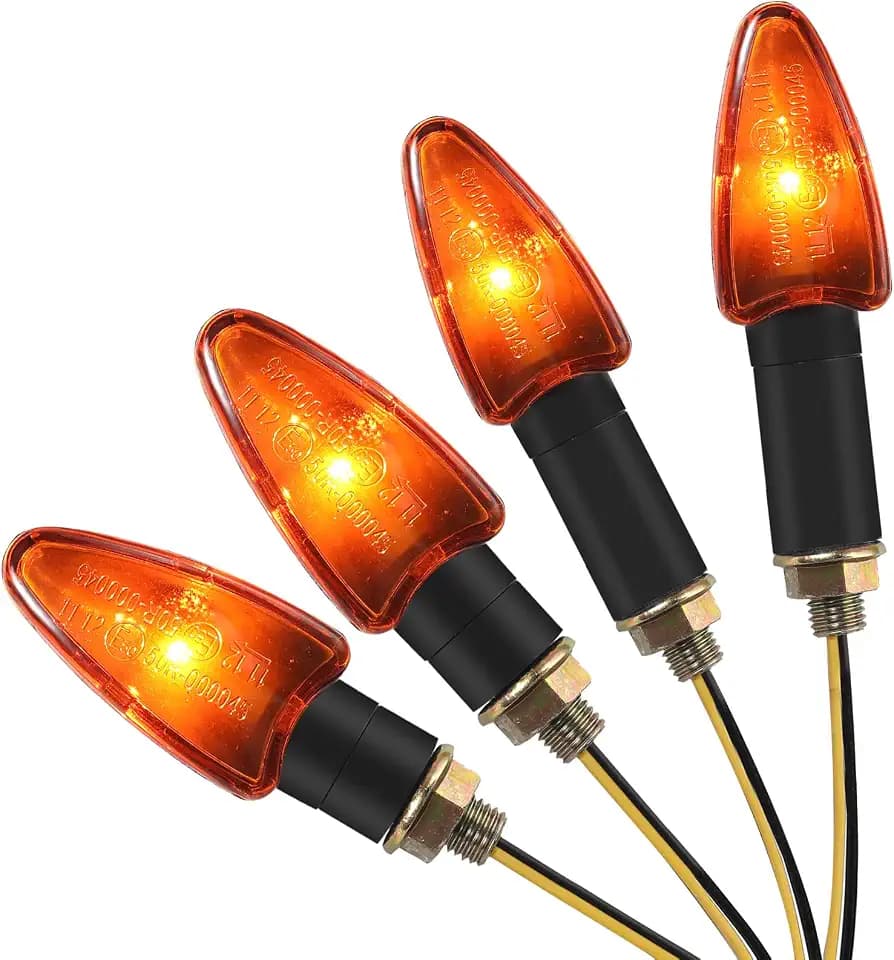 Justech 4x Blinker Motorrad Blinkerlicht Microblinker Miniblinker Motorradlicht 10W Bernstein Universal IP65 Wasserdicht M10 mit E50 E-Prüfzeichen