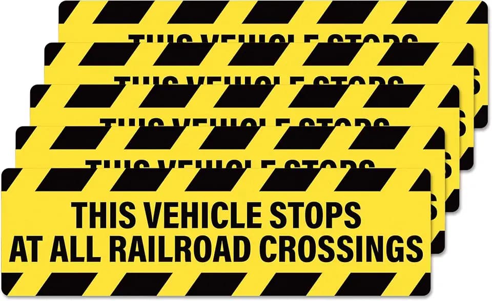 5 PCS This Vehicle Stops At All Railroad Crossings Sticker 10"x3"