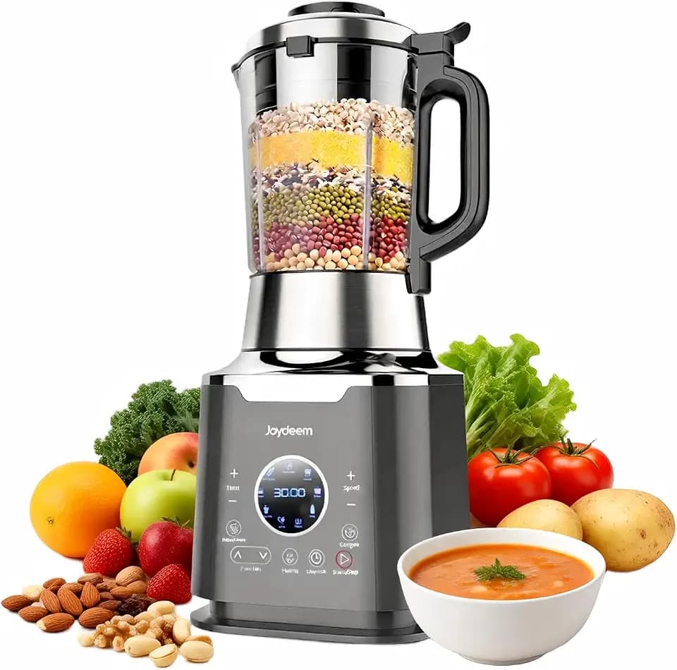 Joydeem Cooking Blender JD-D16, Hot and Cold Blender for Soy Milk & Juice, Soup Maker with Stew Pot, 1.75L(59 Oz), 1200W, Black