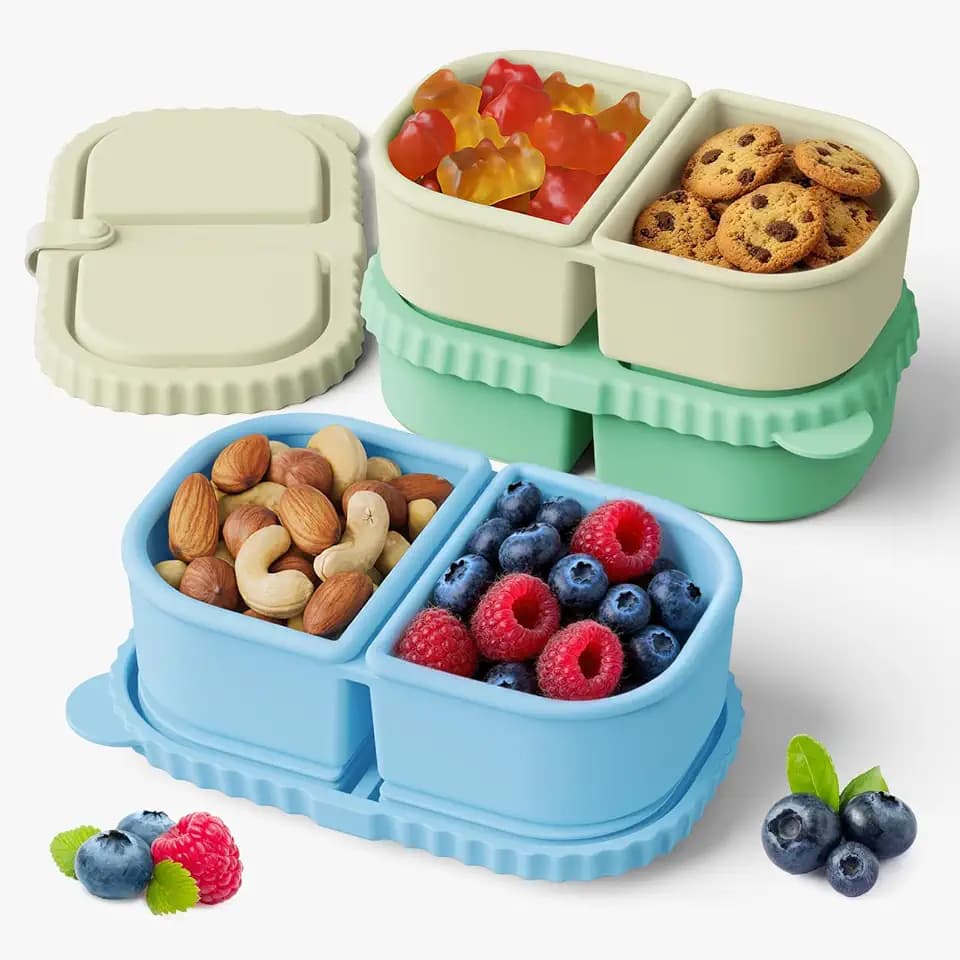 YQL 3 Pack 8 oz Silicone Snack Containers with Lids,Small Snack Box for Kid