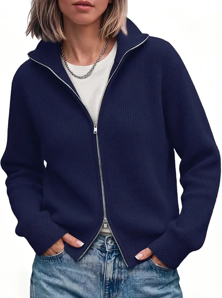 LILLUSORY Womens Zip Up Cardigan Sweater Ribbed Knit Fall Jacket 2026