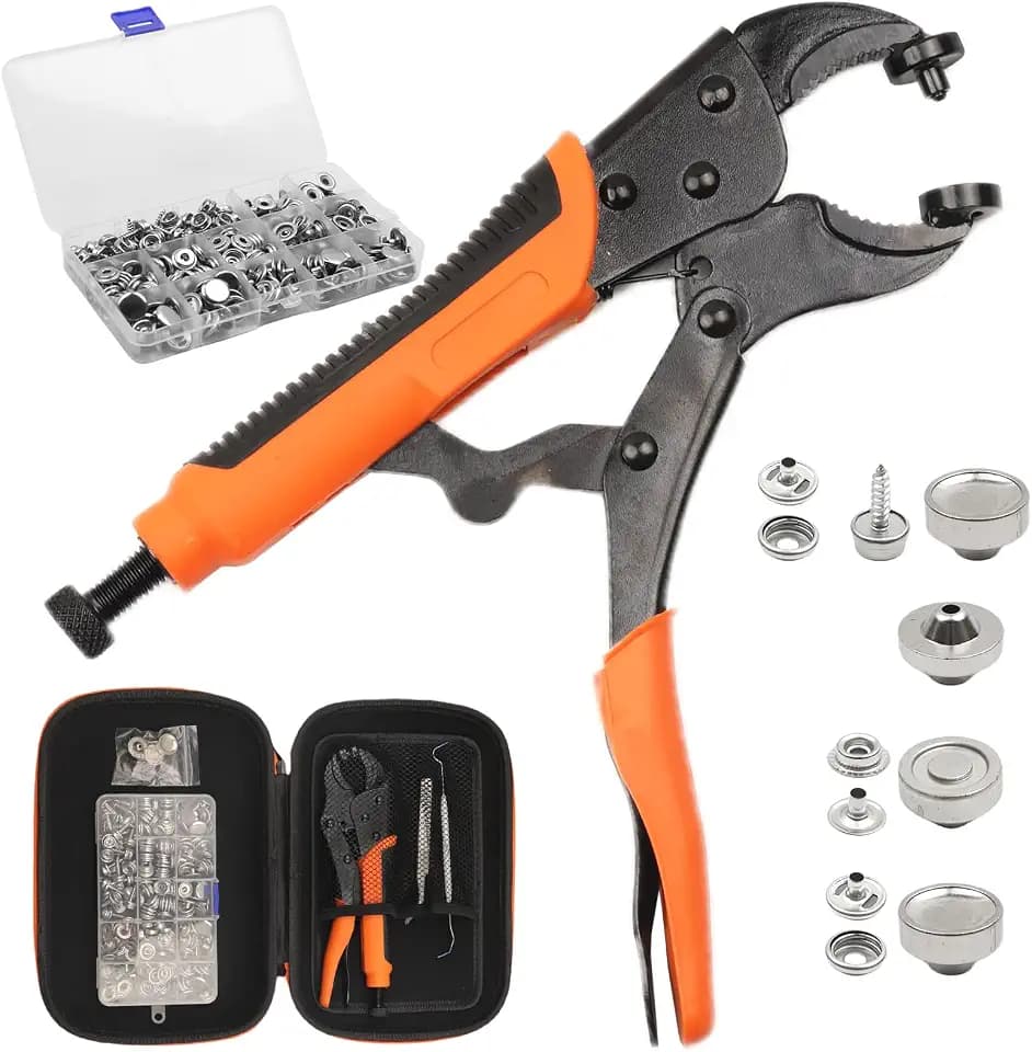 Snap Tool for Boat Cover - Heavy Duty Fastener Button Starter kit with 15mm Marine Grade Snap Button with Punch Hole Function for DIY Leather Canvas Tarps