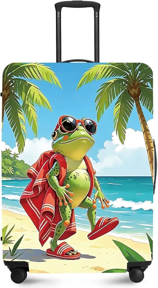 ANNA QUEEN Funny Frog Luggage Cover for 20-22inch Suitcase Protector Suitcase Cover Anti-Scratch,Stretchable Bag Cover Washable Durable Polyester with Elastic Hem with Zipper Closure