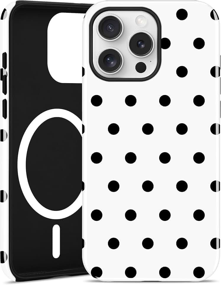 Magnetic Polka Dot Phone Case for iPhone 13 Pro Max, White