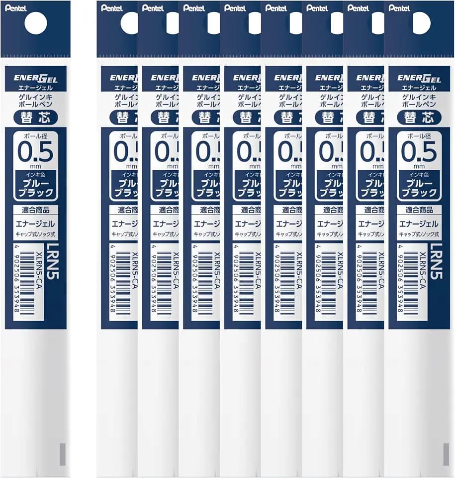Pentel Ballpoint Pen Refill XLRN5-CA EnerGel 0.5mm, Blue Black, 10 Count