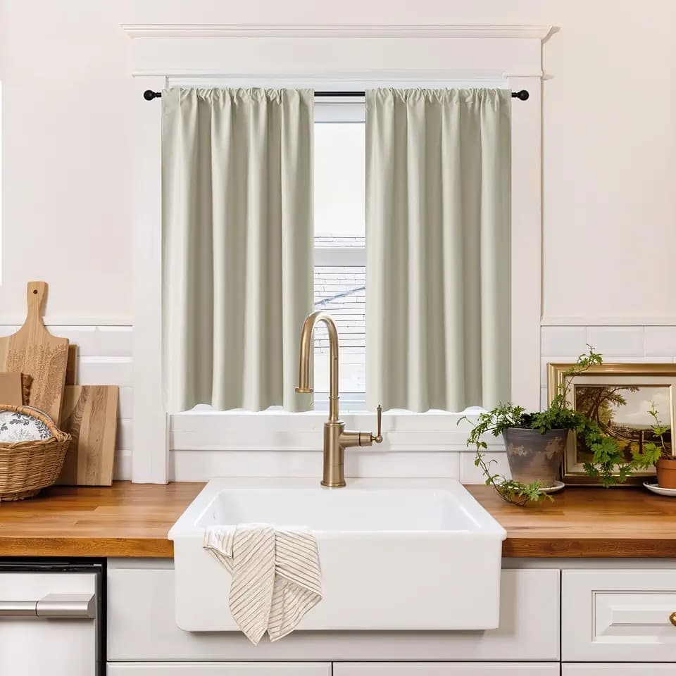 RYB HOME 100% Blackout Short Curtains for Small Window, Thermal Insulated