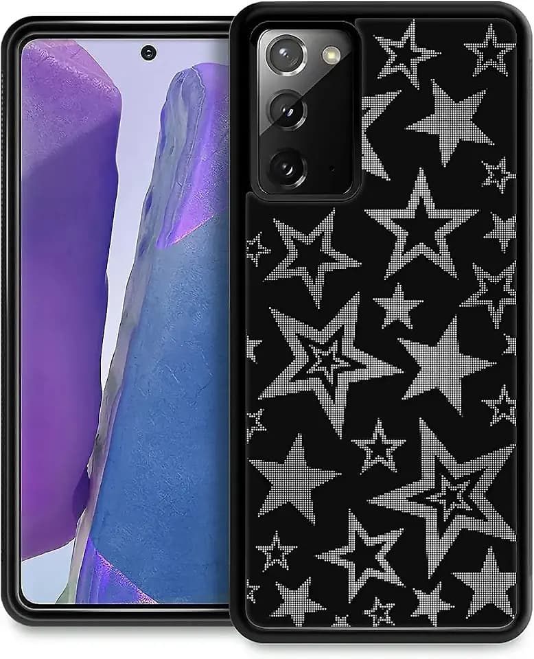 CARLOCA Compatible with Samsung Galaxy Note 20 Case, Black White Star Pattern for Girl Ultra Protection Shockproof Soft Silicone TPU Non-Slip Back