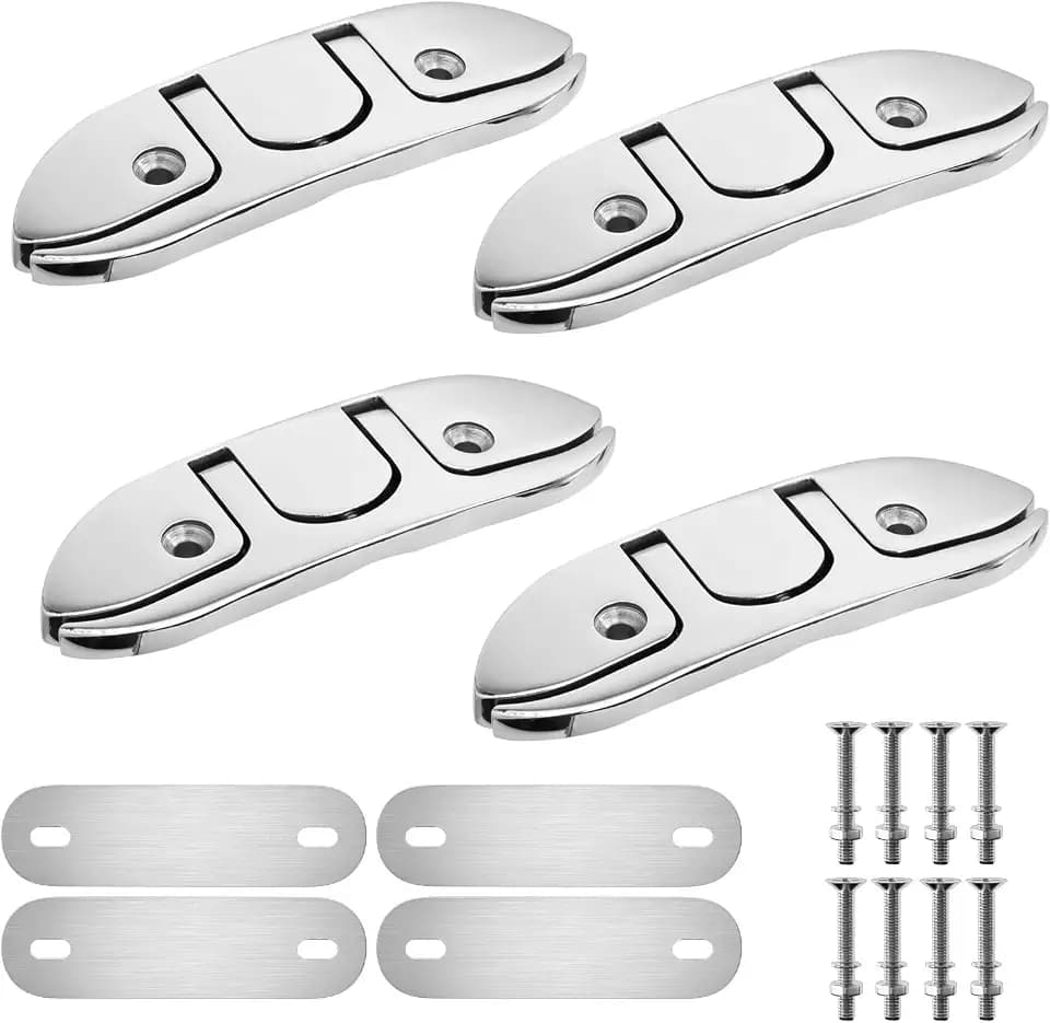 Boat Dock Cleat,4.5 inch/6 inch Marine Grade 316 Stainless Steel Folding Cleats Rope Cleat Flip Up Dock Cleat for Boat Kayak with Fastener