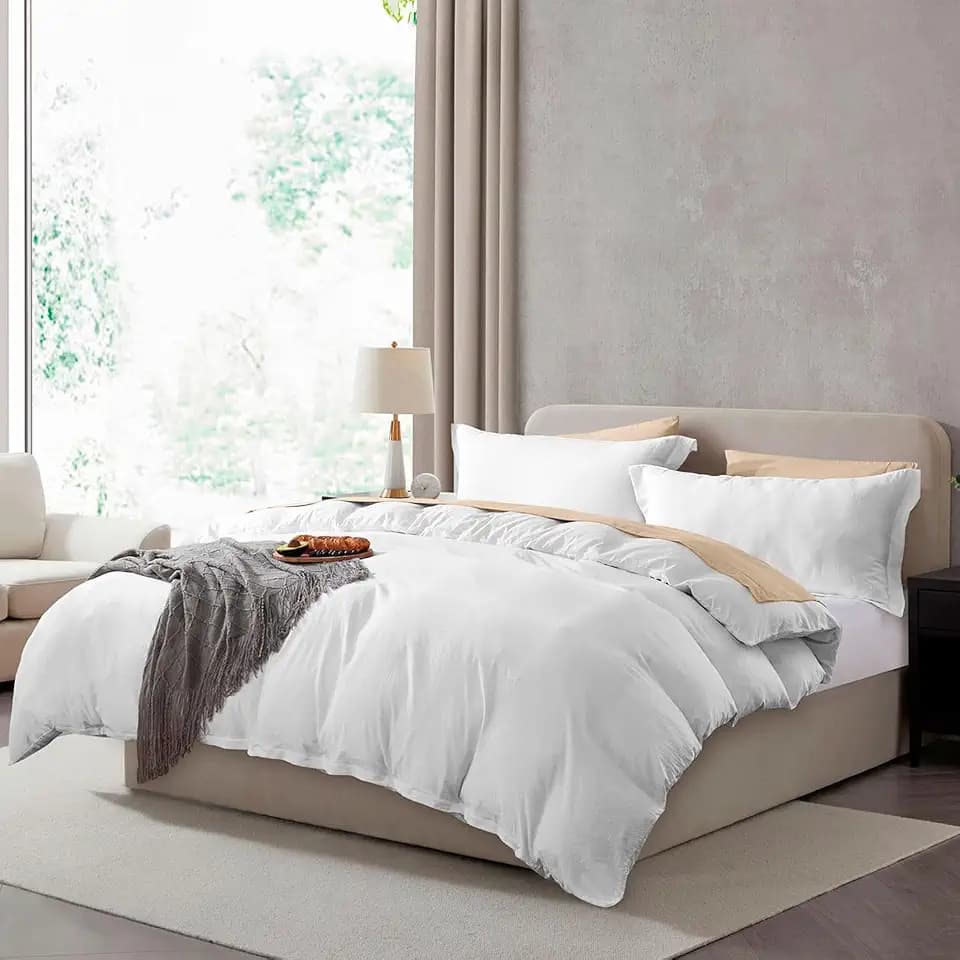 Hearth & Harbor Prewashed Queen Duvet Cover Set, White