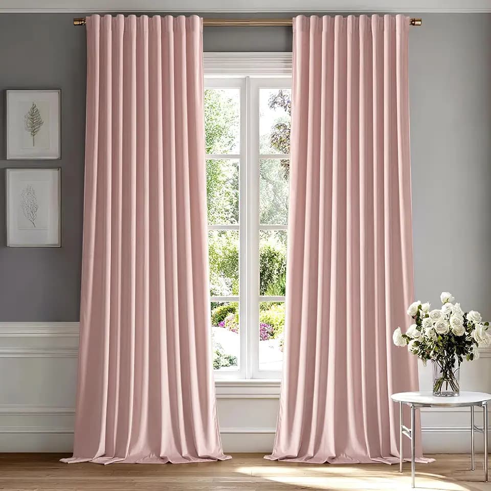 MIULEE Light Pink Velvet Curtains 52x84 inches Luxury Blackout Curtains
