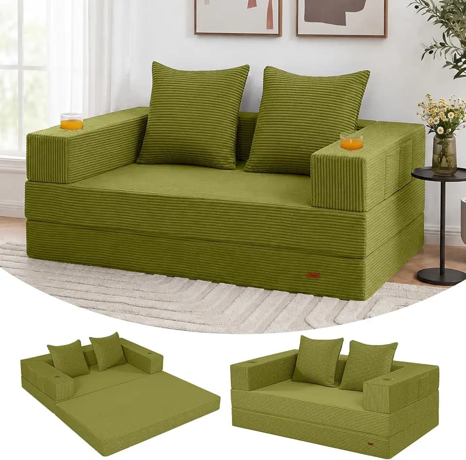 COMAX Boneless Futon Sofa Bed, 59" Small Low-Profile Floor Couch