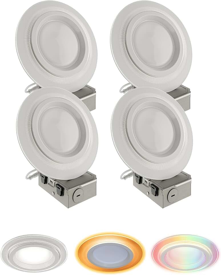 HALO 4 in Dual Zone Smart Wi-Fi Canless LED WiZ Pro 4-Pack Full Color Light
