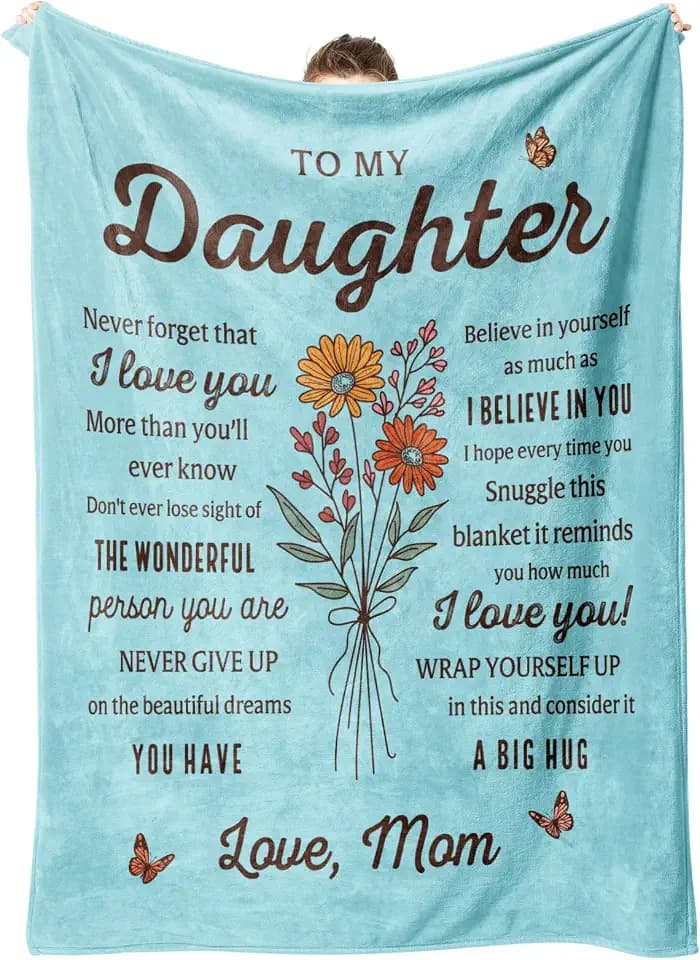 Daughter Birthday Gifts, Daughter Blanket from Mom, 60'' X 50'', Green