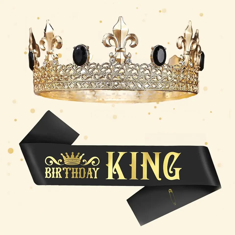 Birthday King Crown and Sash for Men King Birthday Party Gifts Decorations