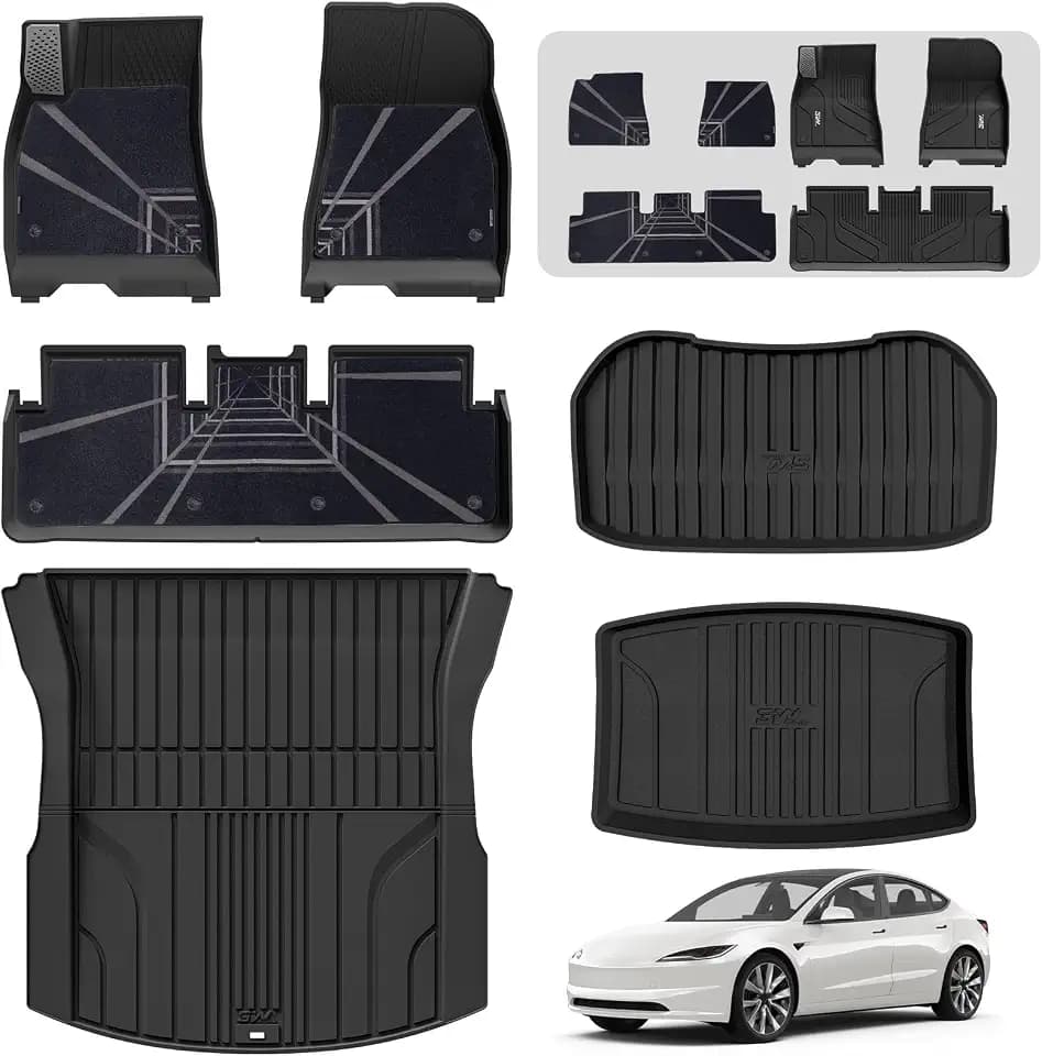 3W 6 STK. Fußmatten & Kofferraumwannen für Tesla Model 3 Highland 2024-2026