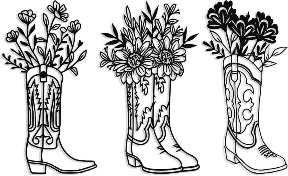 Otoolling 3 Pcs Cowboy Boots Metal Wall Art Western Decor Vintage