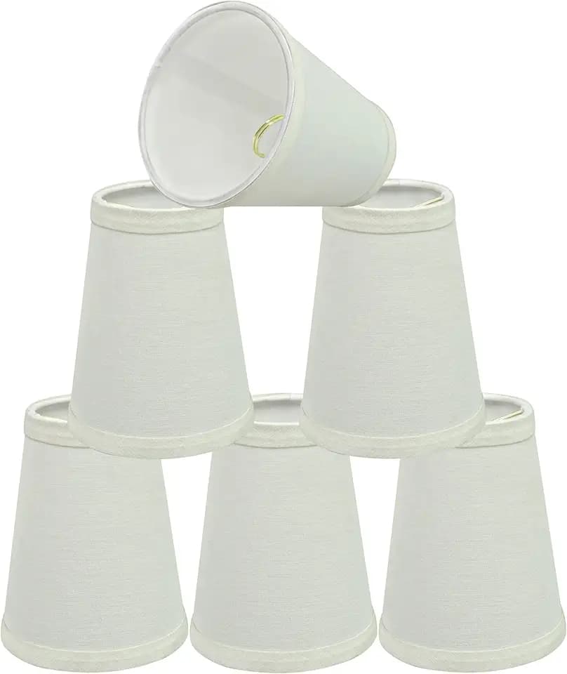 Aspen Creative 32654-6B, Empire Clip-On Chandelier Lamp Shade, Off White, 2 1/2" Top x 4" Bottom x 5" Slant Height, Set of 6