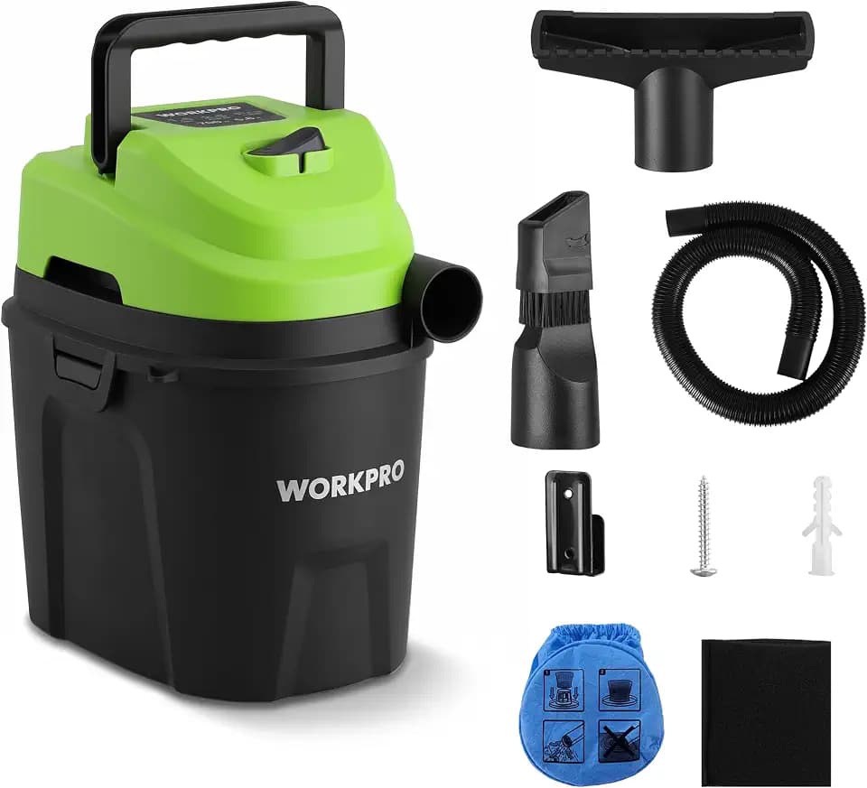 WORKPRO 1.5 Gallon Wet Dry Vacuum Cleaner, 2.5 Peak HP