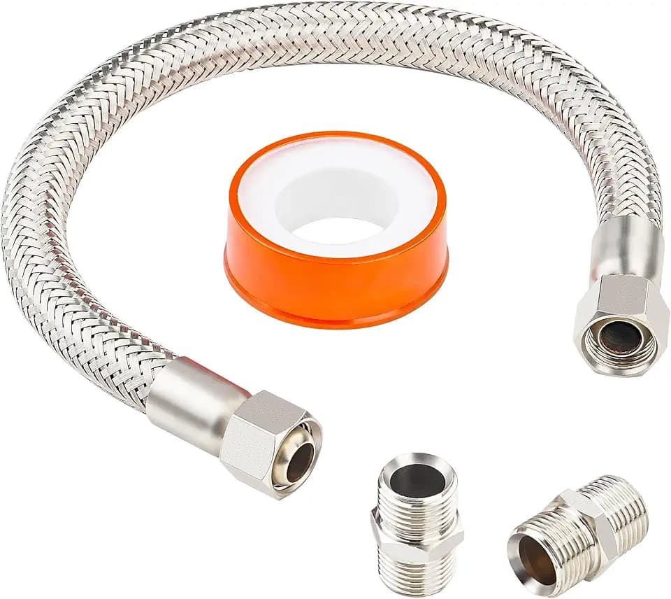 Compressor Jumper Hose 1/2" x 20"Length with 1/2” NPT Rotate Male Connectors, 450PSI Stainless Steel Metal Hose