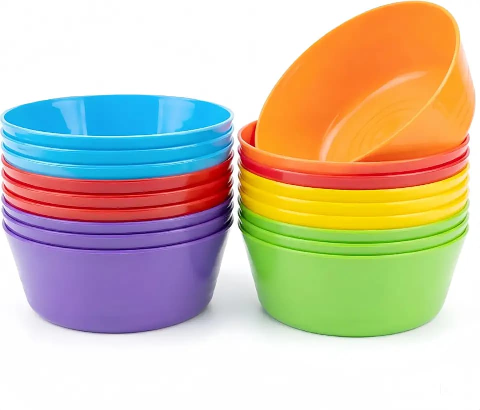 18 Pack Plastic Bowls 10 oz ,Microwave Dishwasher Safe Cereal Snack Bowls