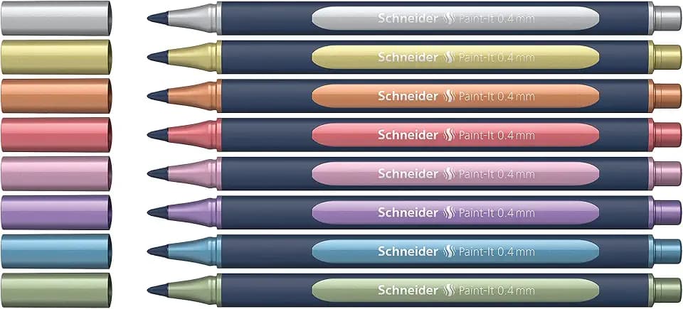 Schneider Paint-It 050 Metallic Rollerball Set, 0.4 mm, Wallet, x8, Assorted Colors (ML05011502)