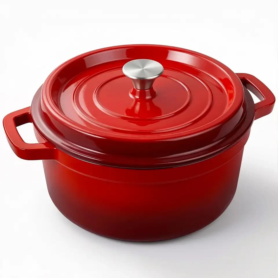 Miereirl 6.5 Quart Enameled Dutch Oven Pot with Lid, Cast Iron Dutch Oven with Dual Handles for Bread Baking, Cooking, Non-stick Enamel Coated Cookware (Red)